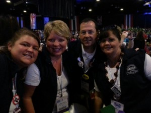 ECOEA delegates Allison Grimm and Ramona Moore, Lake Local EA, Dan Campanaro, North Canton EA, and Tracy Lemus Santos, Fairless TA, attend the opening ceremonies of the NEA Representative Assembly in Denver, Colorado.